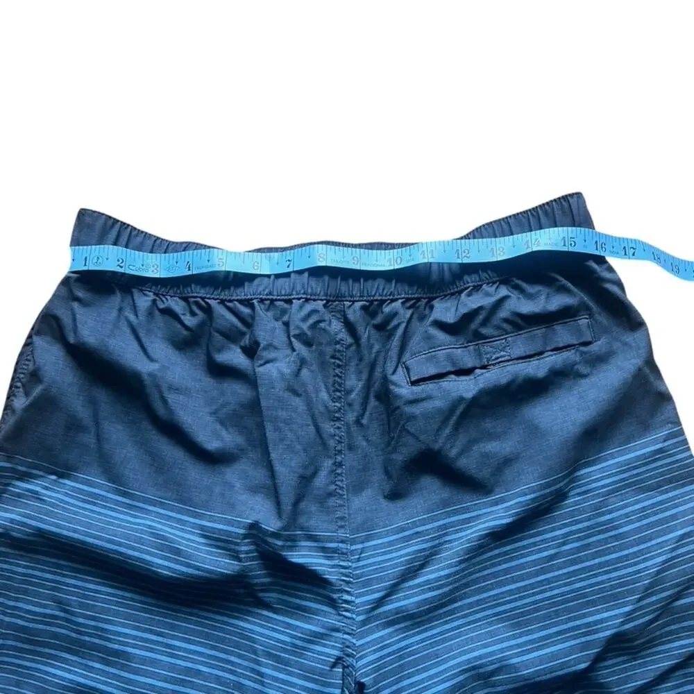 Free Country Blue/Navy Stripe Board Swim Shorts - Medium